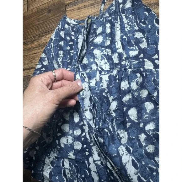 Hurley GVTTMNA Camisole S Blue White Abstract Print Cotton Spaghetti Strap Tank - Picture 3 of 8